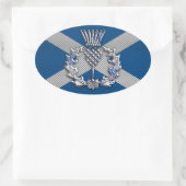 Carbon Fiber Print Schotse vlag Ovale Sticker (Tas)