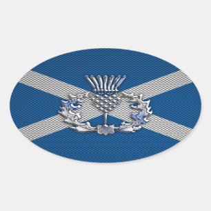Carbon Fiber Print Schotse vlag Ovale Sticker
