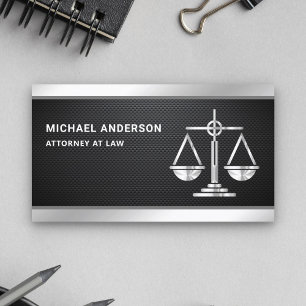 Carbon Fiber Silver Justice Scale Lawyer Attorney Visitekaartje