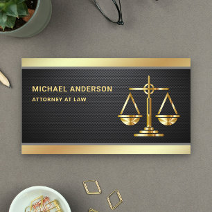 Carbon Fibre Gold Justice Scale Lawyer Attorney Visitekaartje