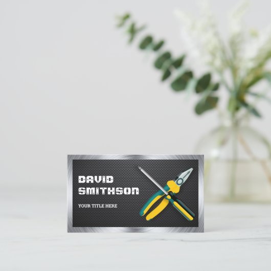 Carbon Fibre Handyman Repair Tools Electron Visitekaartje (Staand voorkant)