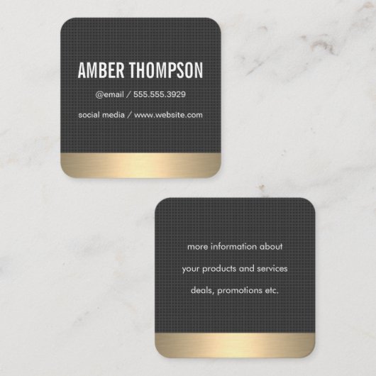 Carbon Fibre Print / Gold Lux Vierkante Visitekaartje (Voorkant / Achterkant)