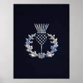 Carbon Fibre Print Silver Scottish Thistle (Voorkant)