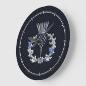 Carbon Fibre Print Silver Scottish Thistle Grote Klok (Hoek)
