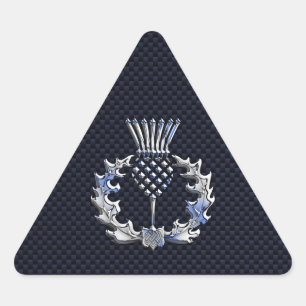 Carbon Fibre Print Silver Scottish Thistle Sticker