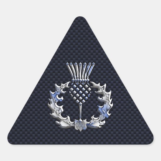 Carbon Fibre Print Silver Scottish Thistle Sticker (Voorkant)