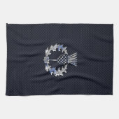 Carbon Fibre Print Silver Scottish Thistle Theedoek (Horizontaal)