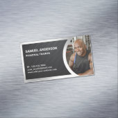 Carbon Fibre Silver Fitness Personal Trainer Foto Magnetisch Visitekaartje (Voorbeeld)
