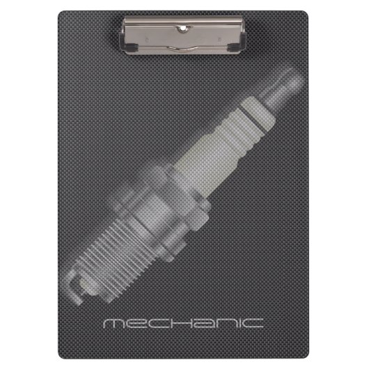 Carbon Fibre Spark Plug Car Mechanic Klembord (Voorkant)