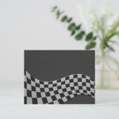 Carbon Fibre Style Racing Flag Checkers Wave Print Briefkaart (Staand voorkant)