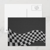 Carbon Fibre Style Racing Flag Checkers Wave Print Briefkaart (Voorkant / Achterkant)