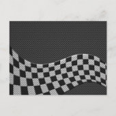 Carbon Fibre Style Racing Flag Checkers Wave Print Briefkaart (Voorkant)