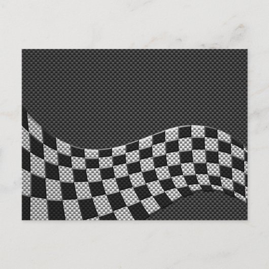 Carbon Fibre Style Racing Flag Checkers Wave Print Briefkaart (Voorkant)