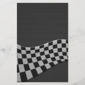Carbon Fibre Style Racing Flag Checkers Wave Print Briefpapier (Voorkant)