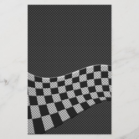Carbon Fibre Style Racing Flag Checkers Wave Print Briefpapier (Voorkant)