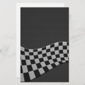 Carbon Fibre Style Racing Flag Checkers Wave Print Briefpapier (Voorkant / Achterkant)