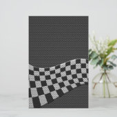 Carbon Fibre Style Racing Flag Checkers Wave Print Briefpapier (Staand voorkant)