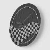 Carbon Fibre Style Racing Flag Checkers Wave Print Grote Klok (Hoek)