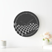 Carbon Fibre Style Racing Flag Checkers Wave Print Grote Klok (Huis)