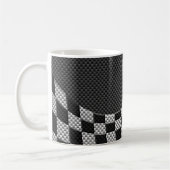 Carbon Fibre Style Racing Flag Checkers Wave Print Koffiemok (Links)