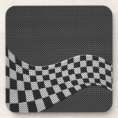 Carbon Fibre Style Racing Flag Checkers Wave Print Onderzetter (Voorkant)