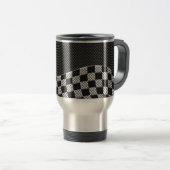 Carbon Fibre Style Racing Flag Checkers Wave Print Reisbeker (Voorkant rechts)