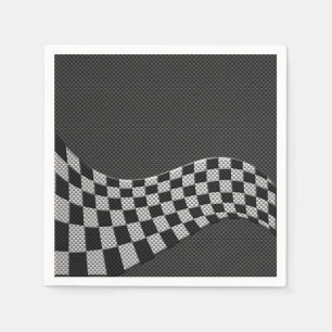 Carbon Fibre Style Racing Flag Checkers Wave Print Servet