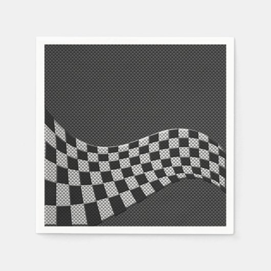 Carbon Fibre Style Racing Flag Checkers Wave Print Servet (Voorkant)