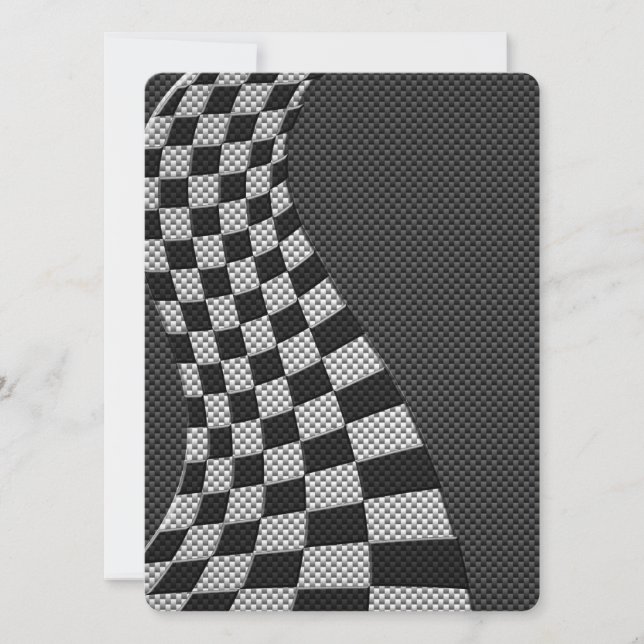 Carbon Fibre Style Racing Flag Wave Print (Voorkant)