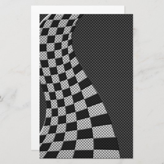 Carbon Fibre Style Racing Flag Wave Print Briefpapier (Voorkant / Achterkant)
