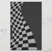 Carbon Fibre Style Racing Flag Wave Print Briefpapier (Voorkant)