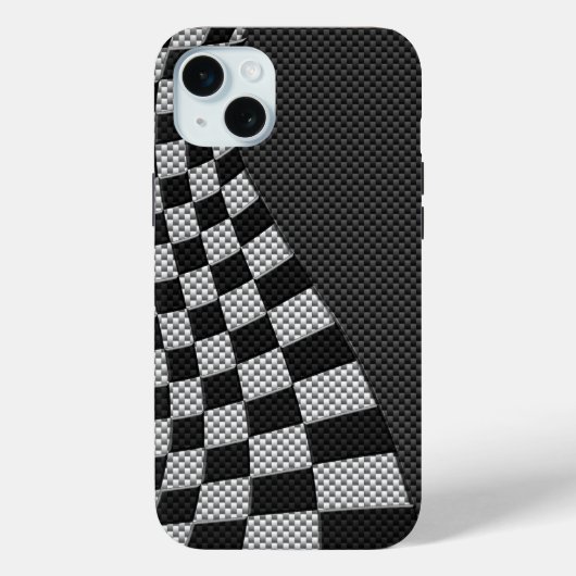 Carbon Fibre Style Racing Flag Wave Print Case-Mate iPhone Case (Achterkant)