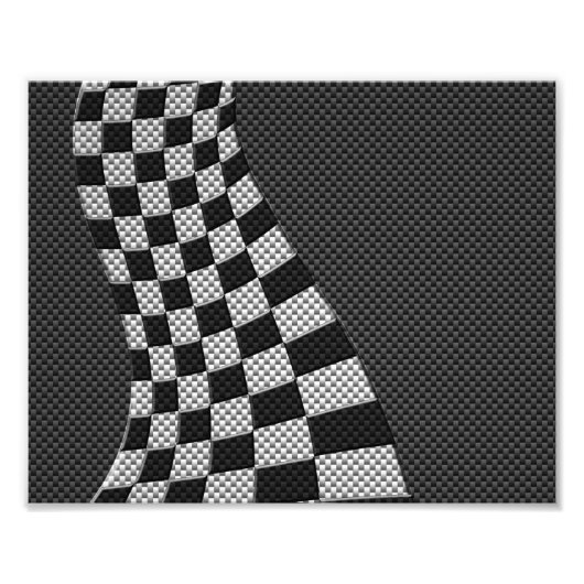 Carbon Fibre Style Racing Flag Wave Print Foto Afdruk (Voorkant)