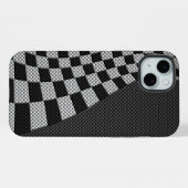 Carbon Fibre Style Racing Flag Wave Print iPhone Hoesje (Achterkant horizontaal)