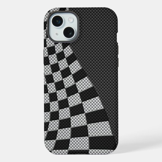 Carbon Fibre Style Racing Flag Wave Print iPhone Hoesje (Achterkant)