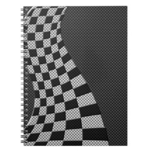 Carbon Fibre Style Racing Flag Wave Print Notitieboek