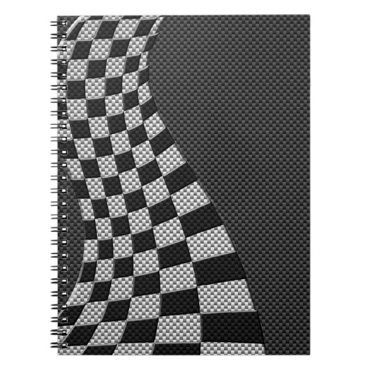 Carbon Fibre Style Racing Flag Wave Print Notitieboek (Voorkant)