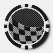 Carbon Fibre Style Racing Flag Wave Print Poker Chips (Voorkant)