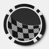 Carbon Fibre Style Racing Flag Wave Print Poker Chips (Achterkant)