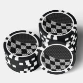 Carbon Fibre Style Racing Flag Wave Print Poker Chips (Opstapeling)