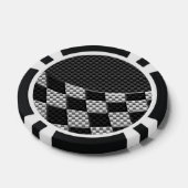 Carbon Fibre Style Racing Flag Wave Print Poker Chips (Enkel)