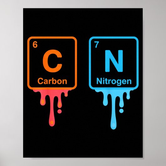 Carbon Nitrogen Science Design Fun Chemistry Lover Poster (Voorkant)