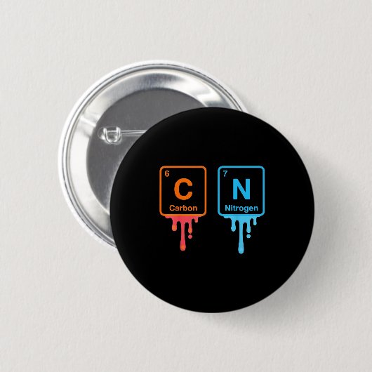 Carbon Nitrogen Science Design Fun Chemistry Lover Ronde Button 5,7 Cm (Voorkant /achterkant)