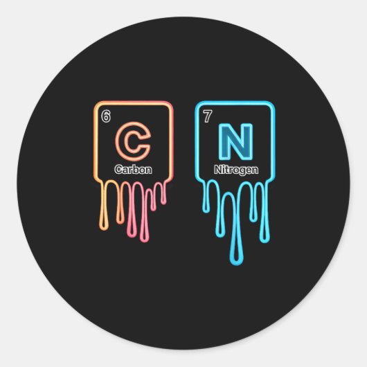 Carbon Nitrogen Science Design Fun Chemistry Lover Ronde Sticker (Voorkant)
