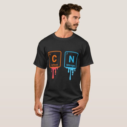 Carbon Nitrogen Science Design Fun Chemistry Lover T-shirt (Voorkant volledig)