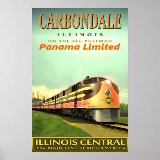 CARBONDALE Illinois Central Railroad PANAMA Poster (Voorkant)