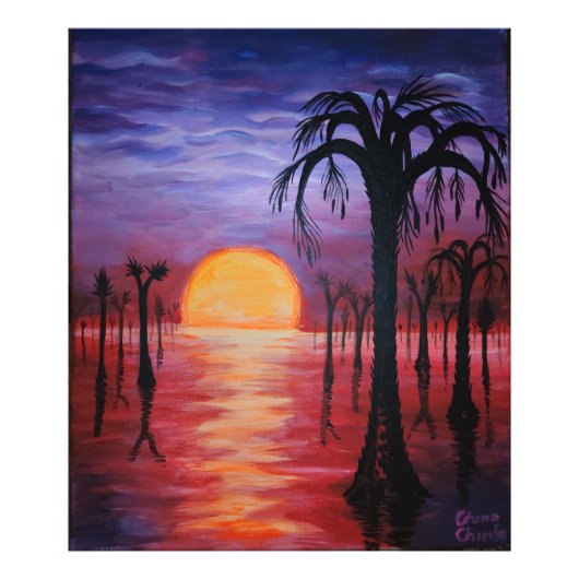 Carboniferische zonsondergang foto afdruk (Voorkant)