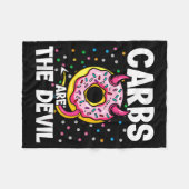 Carbs Are The Devil Funny Donut Diet New Year's Re Fleece Deken (Voorkant (Horizontaal))