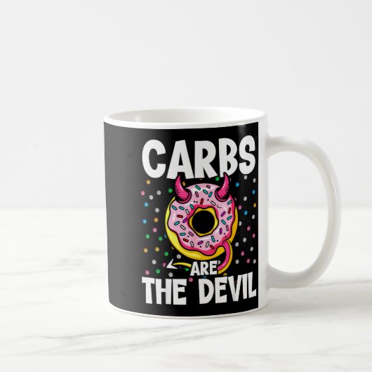 Carbs Are The Devil Funny Donut Diet New Year's Re Koffiemok (Rechts)