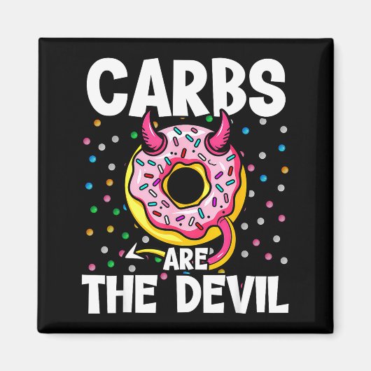 Carbs Are The Devil Funny Donut Diet New Year's Re Magneet (Voorkant)